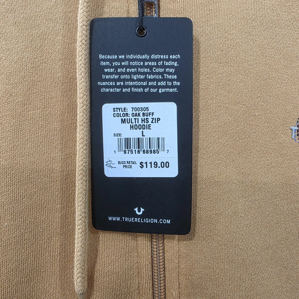 True Religion Tan Zip Hoodie